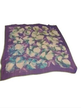 Vintage 1980s Pierre Cardin Silk Floral Blanket Scarf Shawl OS